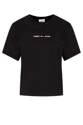 Tommy Hilfiger Black Women Tee with Text Logo