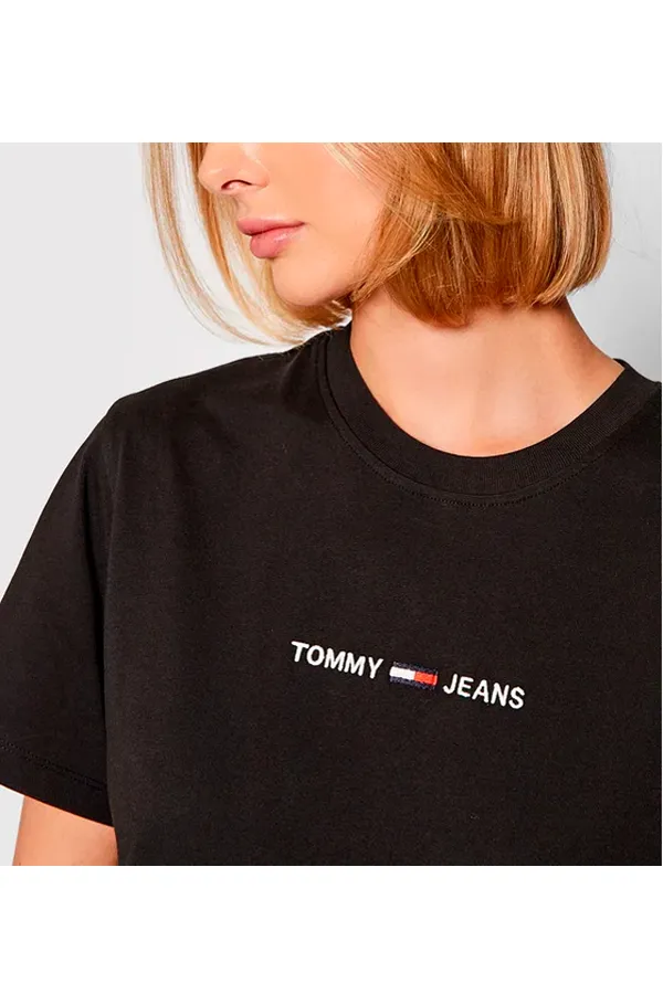 Tommy Hilfiger Black Women Tee with Text Logo