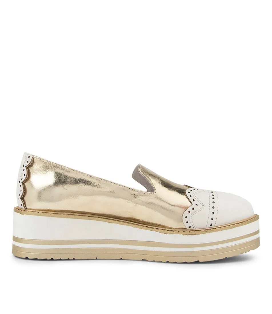 TOP END White Gold Leather Platforms