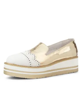 TOP END White Gold Leather Platforms