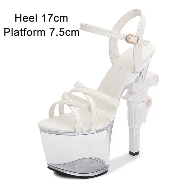 Transparent Summer Sandals Women's Patent Leather High Heel Platform Sandal