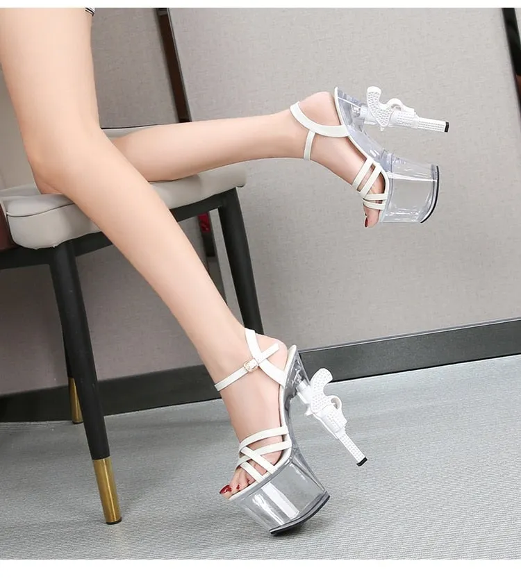 Transparent Summer Sandals Women's Patent Leather High Heel Platform Sandal