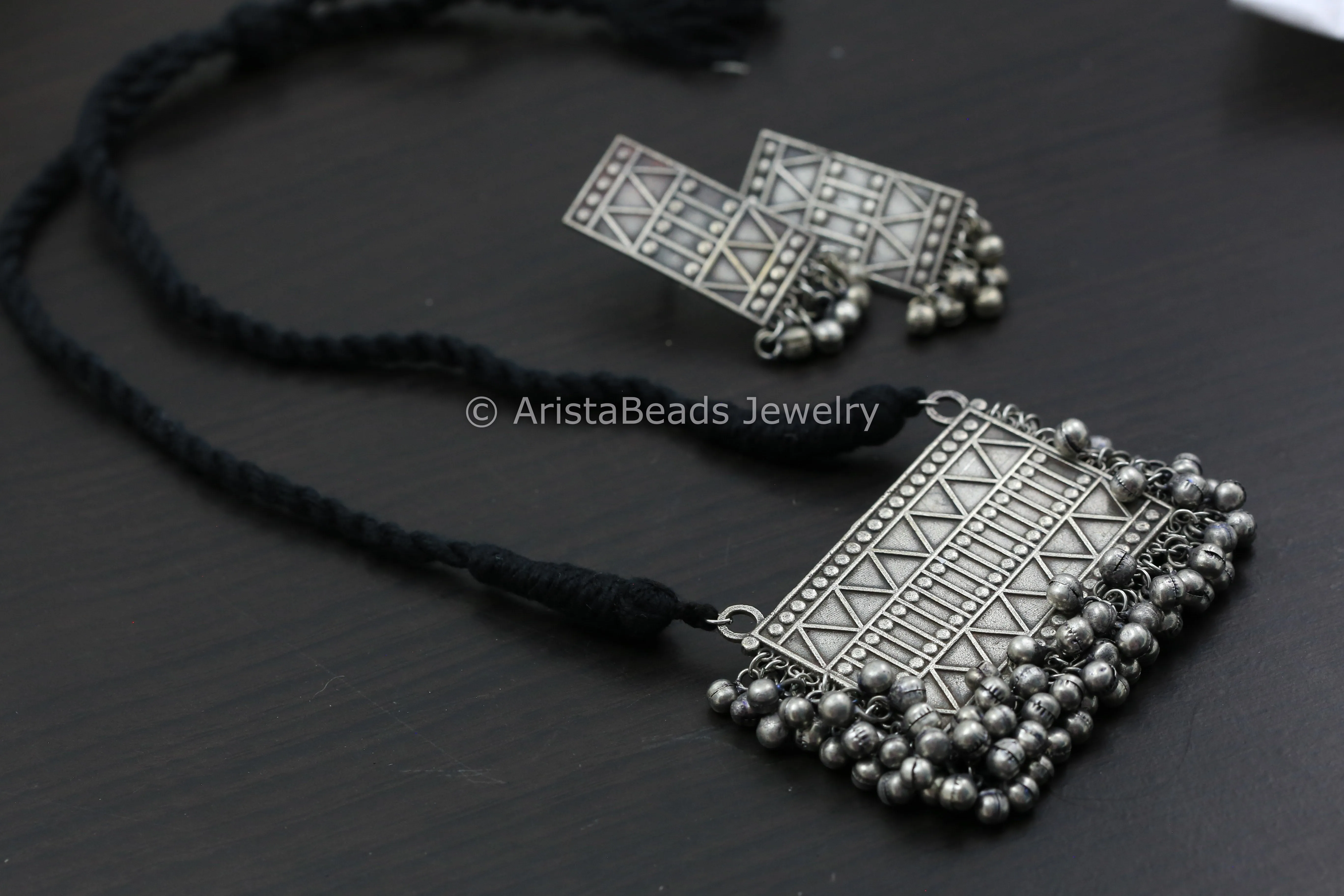 Tribal Black Thread Necklace Set