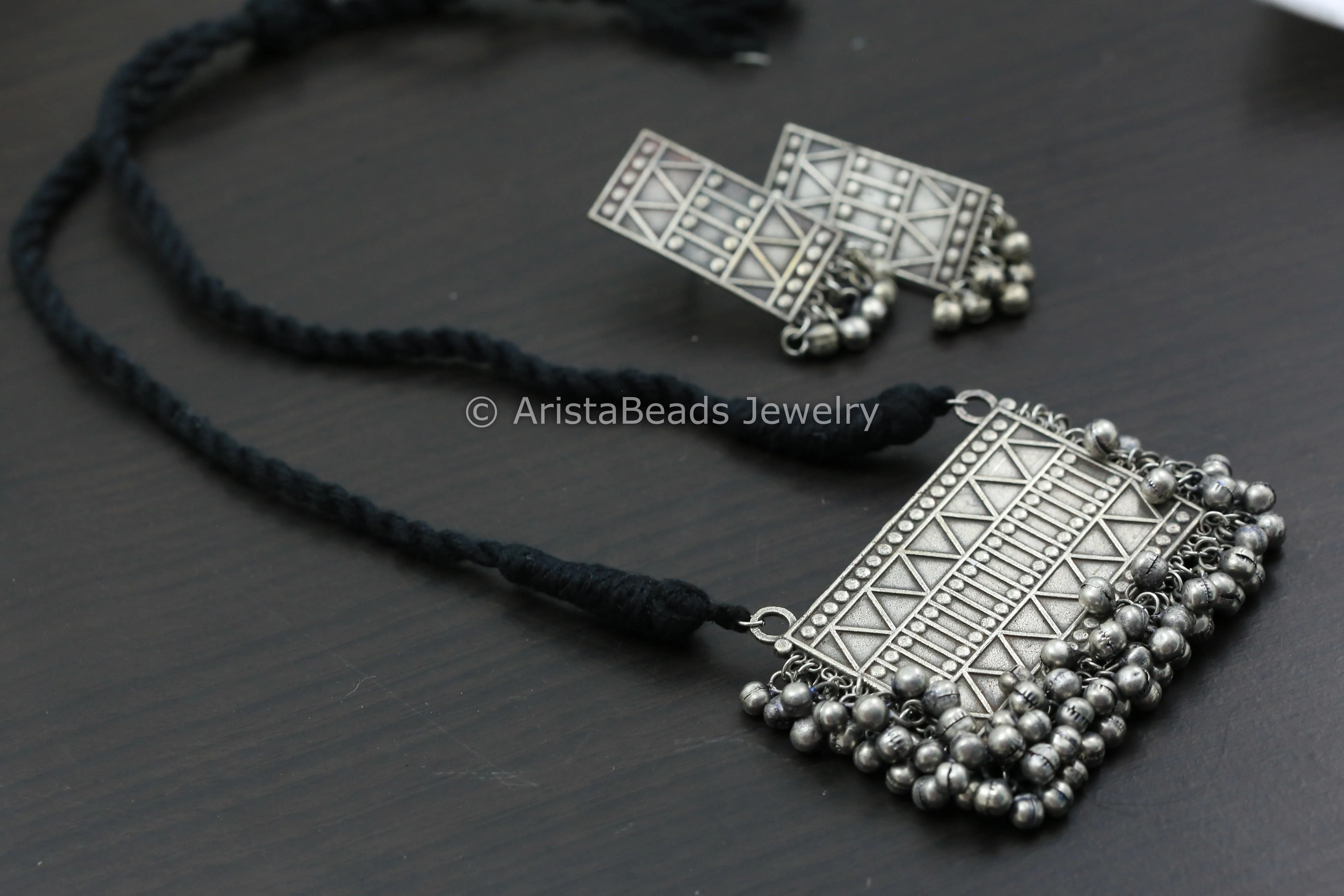 Tribal Black Thread Necklace Set