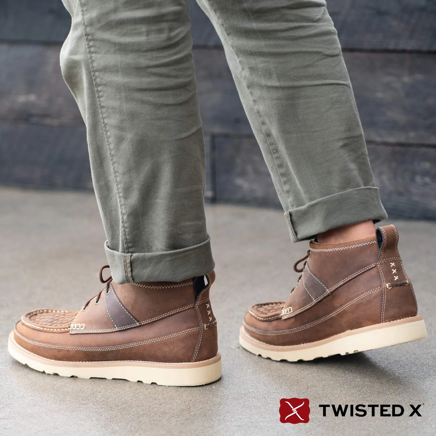 Twisted X Men's Casual Woven Saddle Boots with Wedge Sole