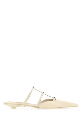 Valentino Garavani Ivory Leather Rockstud Wispy Mules