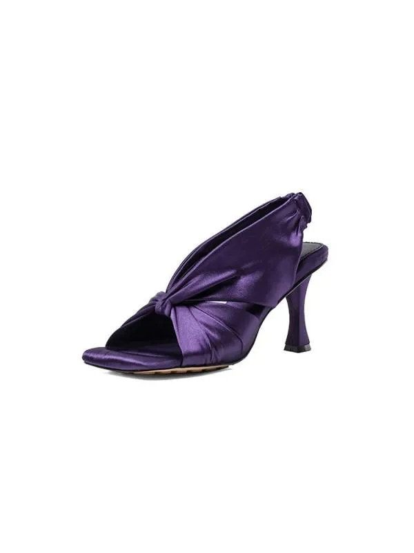 Verdi Satin Mules with High Heel and Square Toe