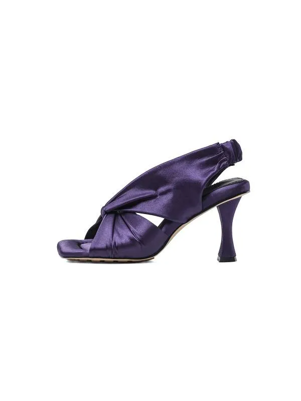 Verdi Satin Mules with High Heel and Square Toe