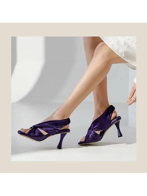 Verdi Satin Mules with High Heel and Square Toe