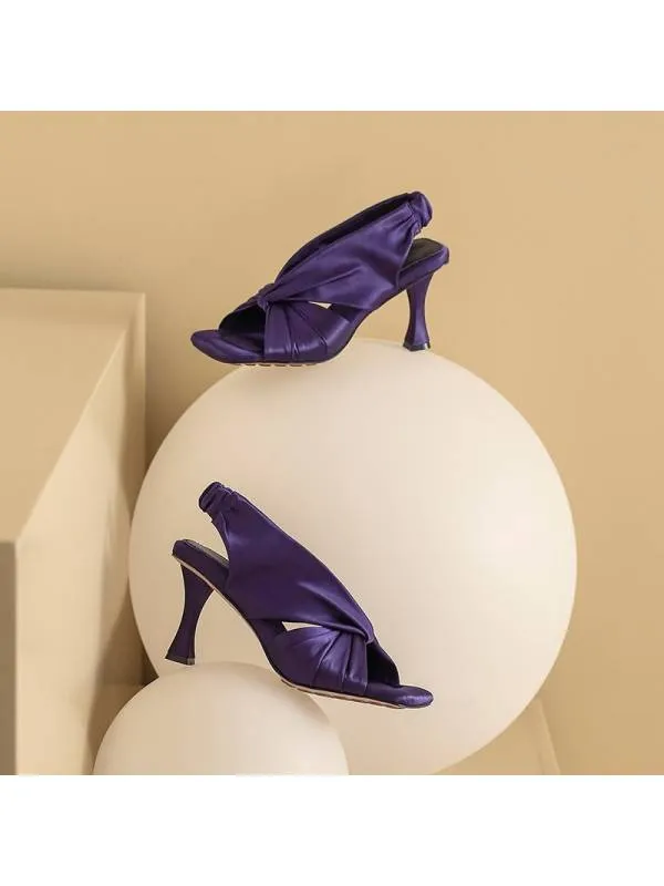 Verdi Satin Mules with High Heel and Square Toe