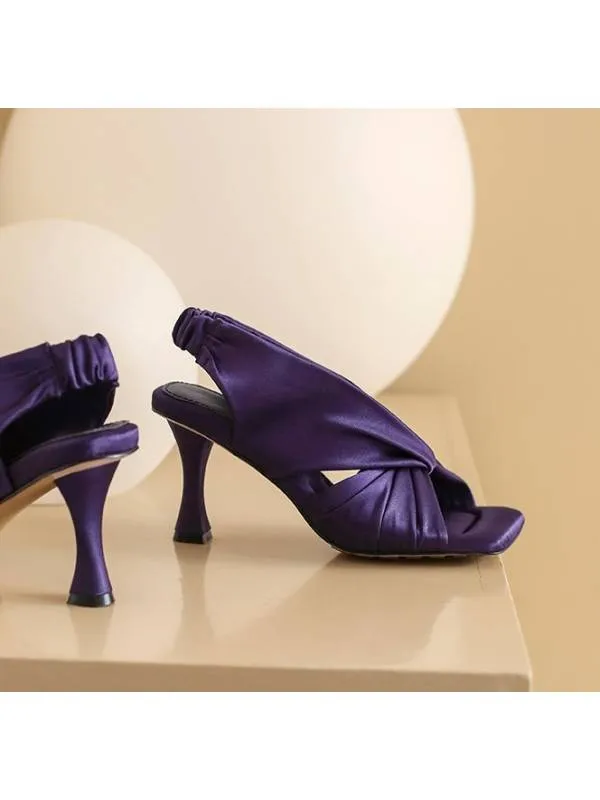 Verdi Satin Mules with High Heel and Square Toe