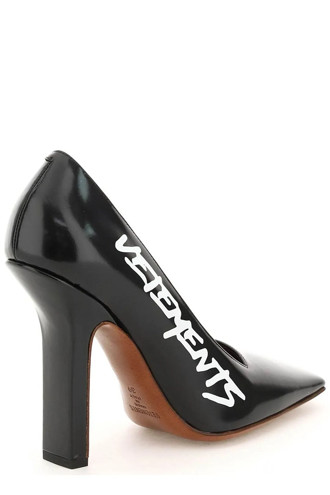 Vetements Square Toe Pumps with Logo Print