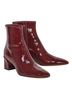 Vince - Red Wine Patent Leather Charli Short Boots Sz 8.5