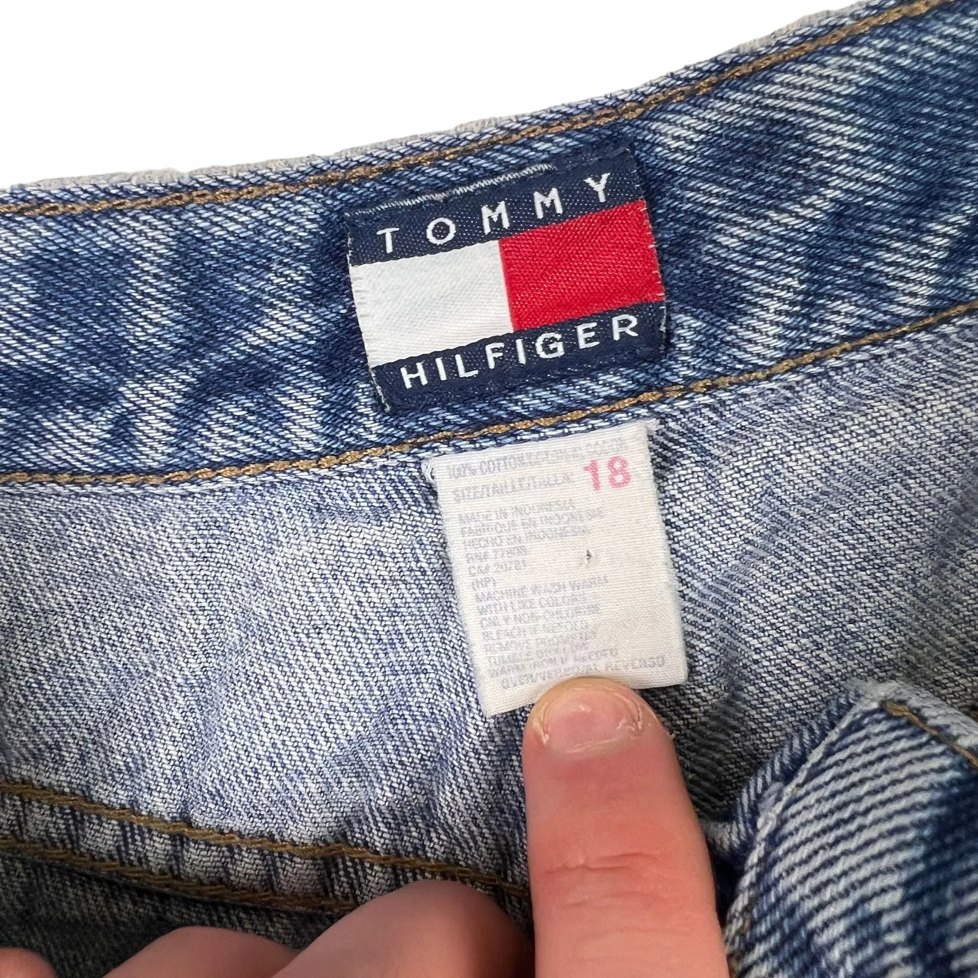 Vintage 90's Tommy Hilfiger Spell Out Denim Jeans Blue