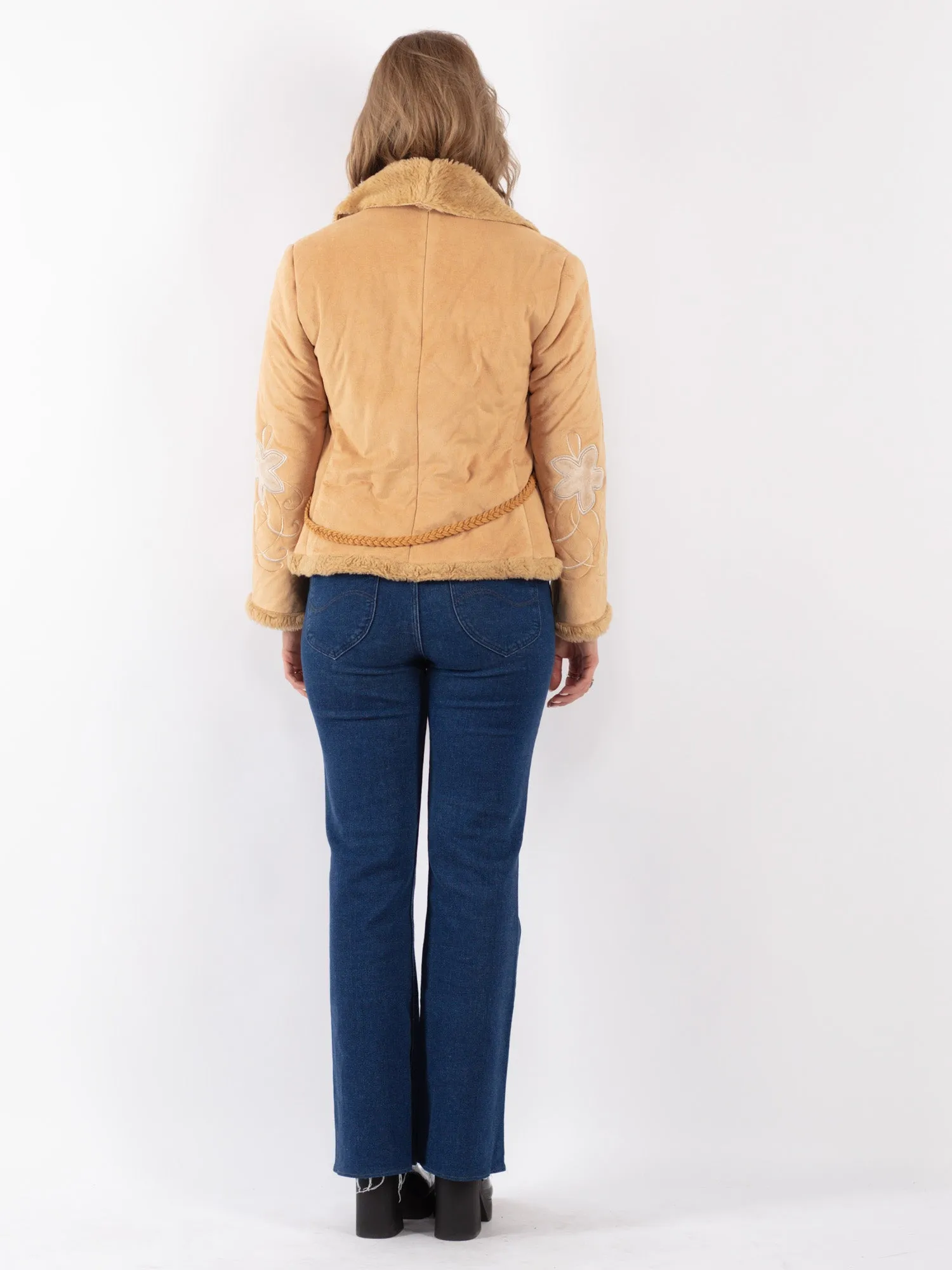 Vintage 90's Women Sherpa Jacket in Beige