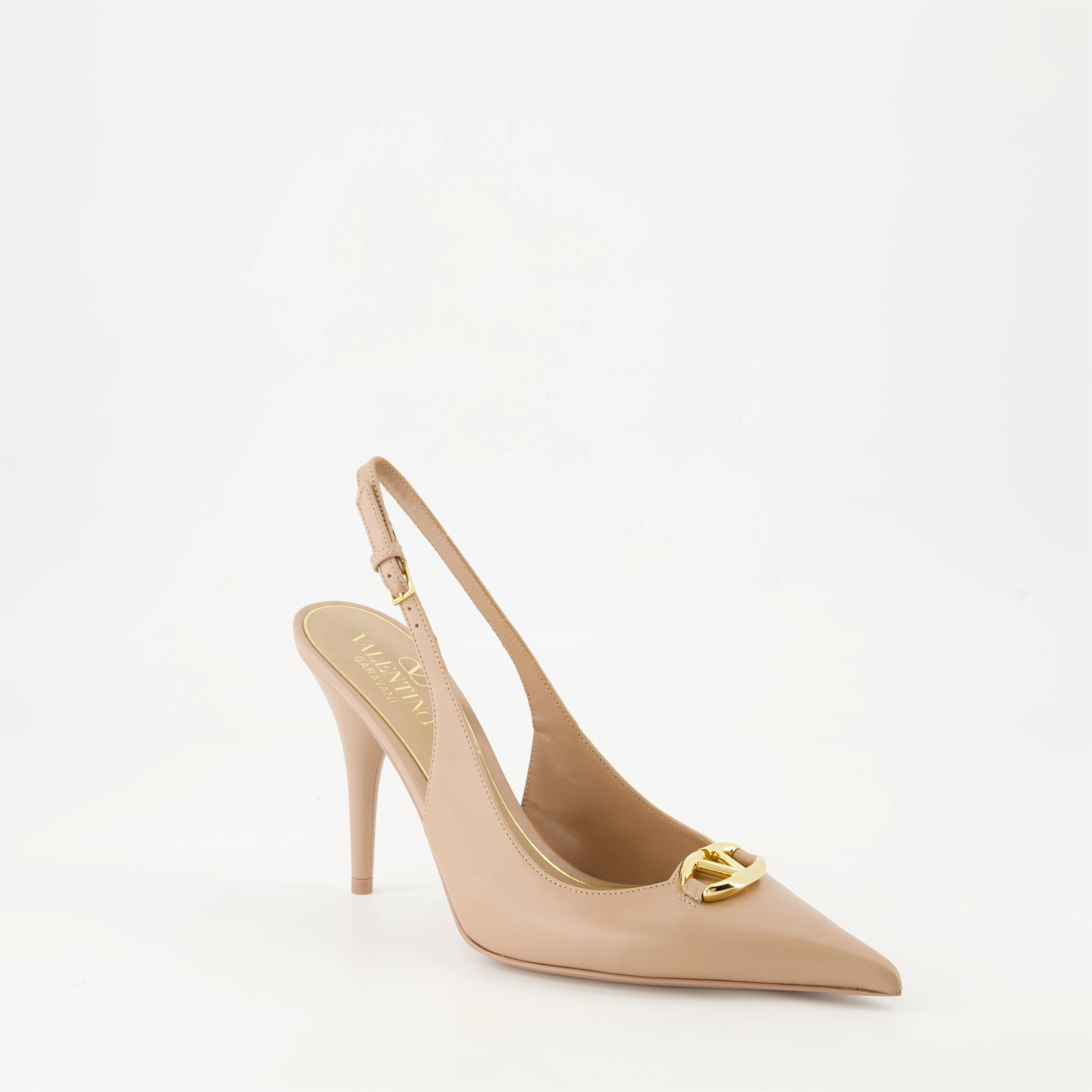 VLogo Bold Powder Pink Leather Pumps