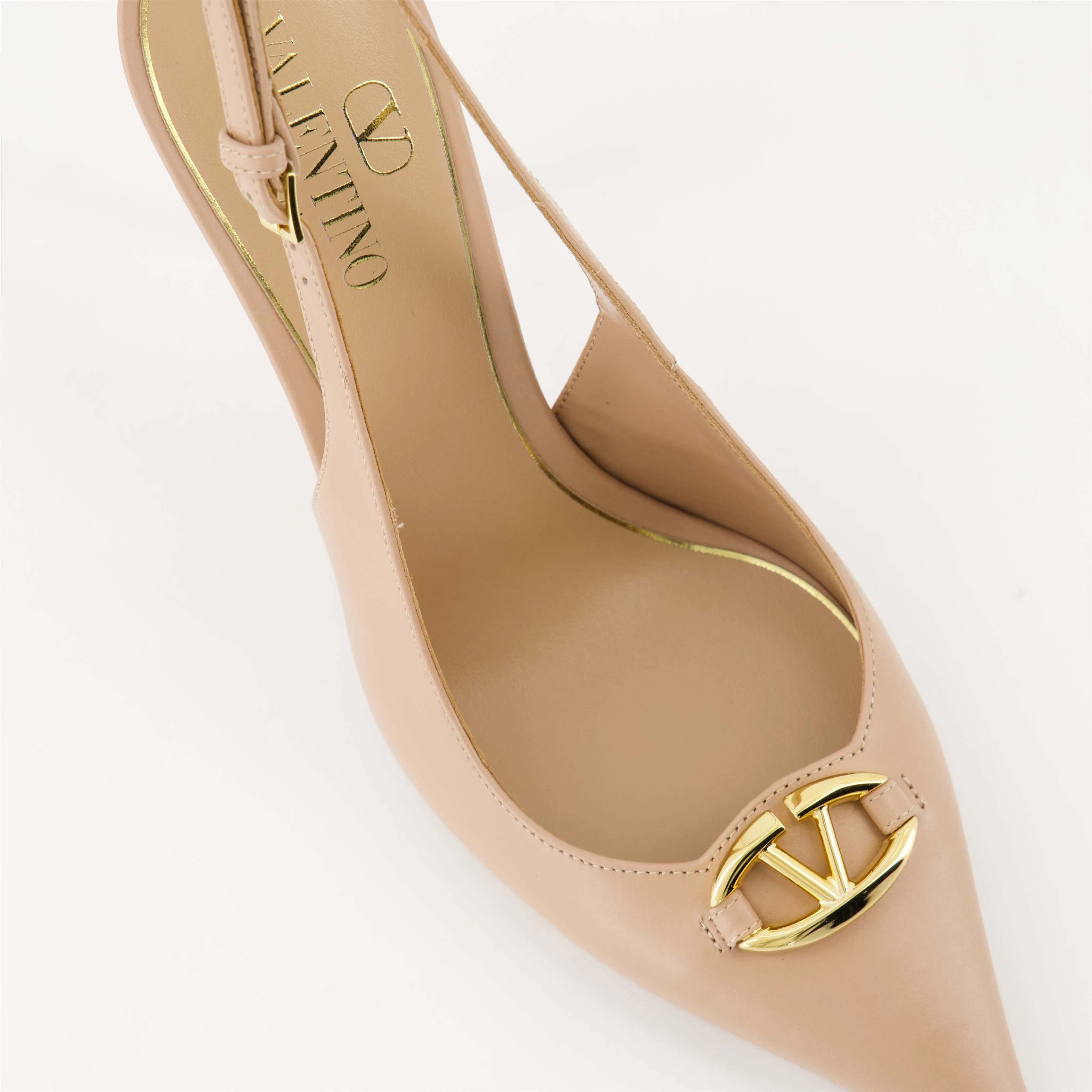 VLogo Bold Powder Pink Leather Pumps