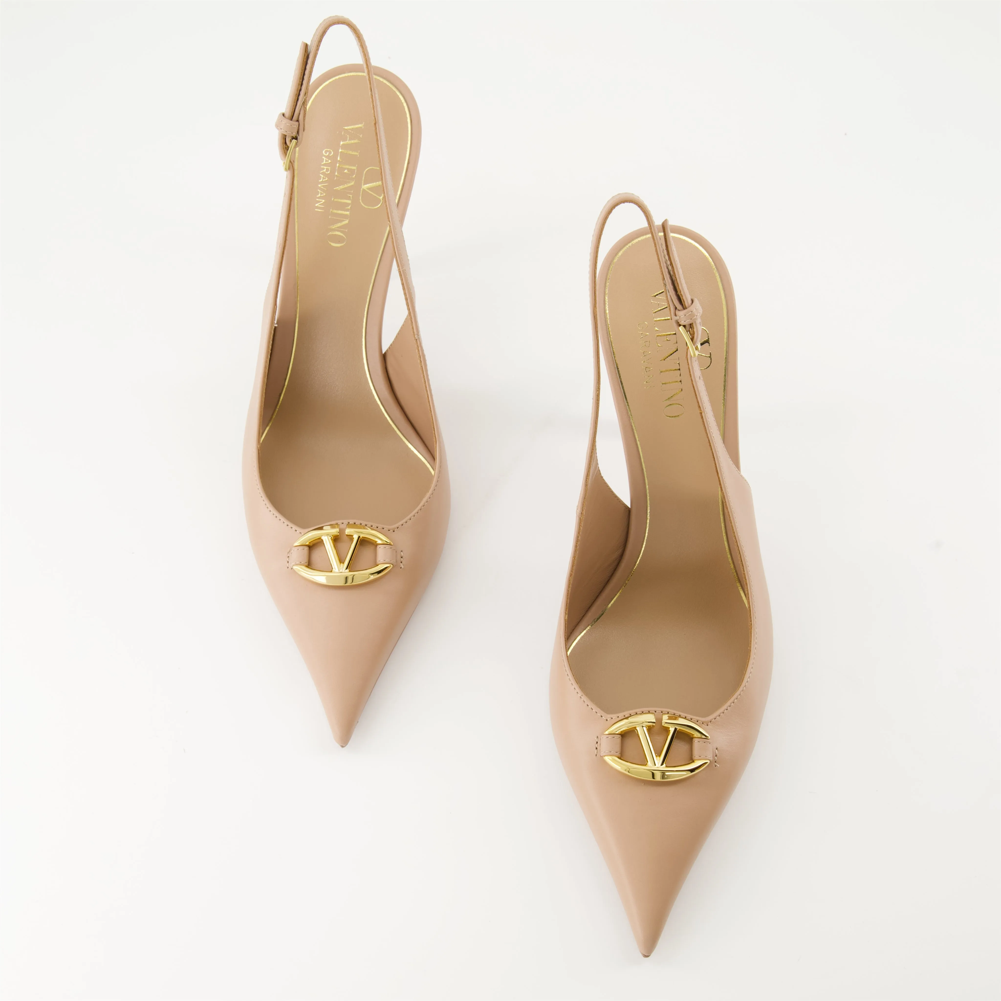 VLogo Bold Powder Pink Leather Pumps