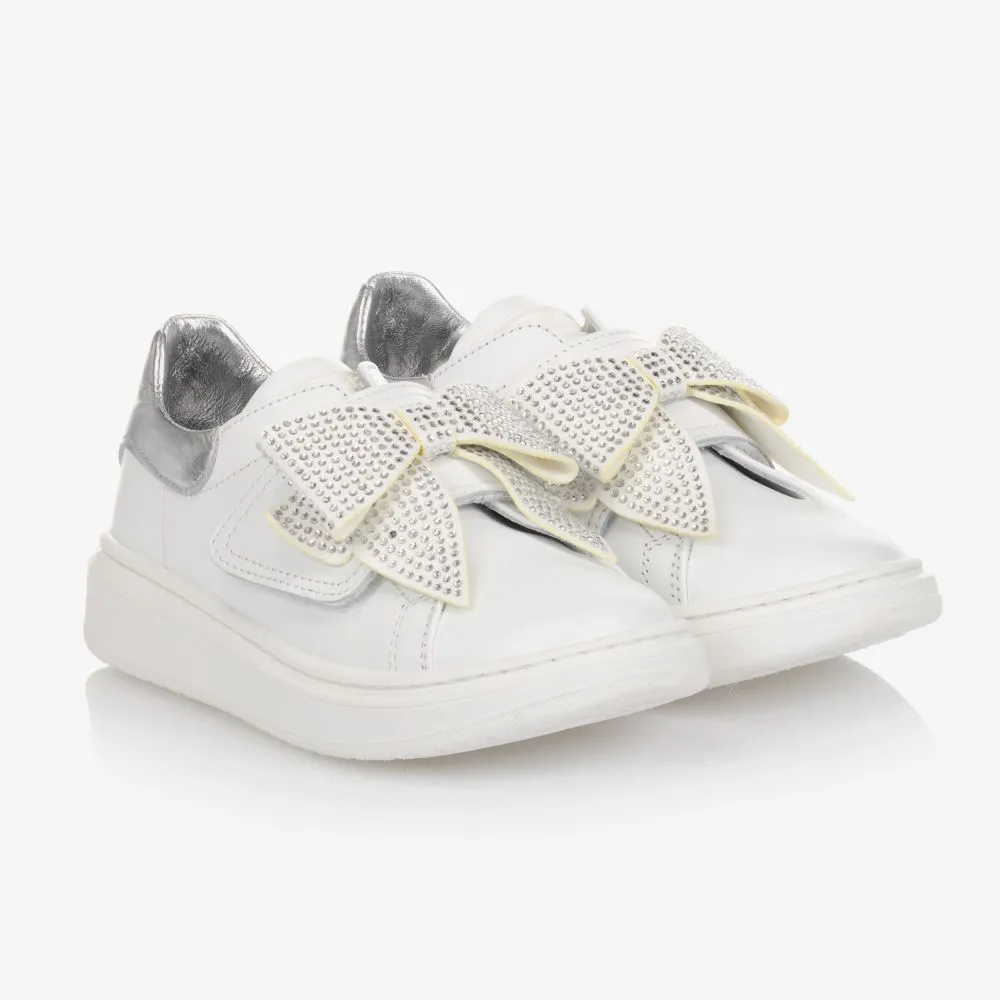 White Crystal Bow Trainers