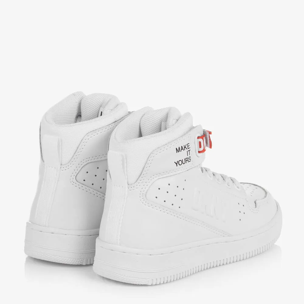 White Leather High-Top Trainers