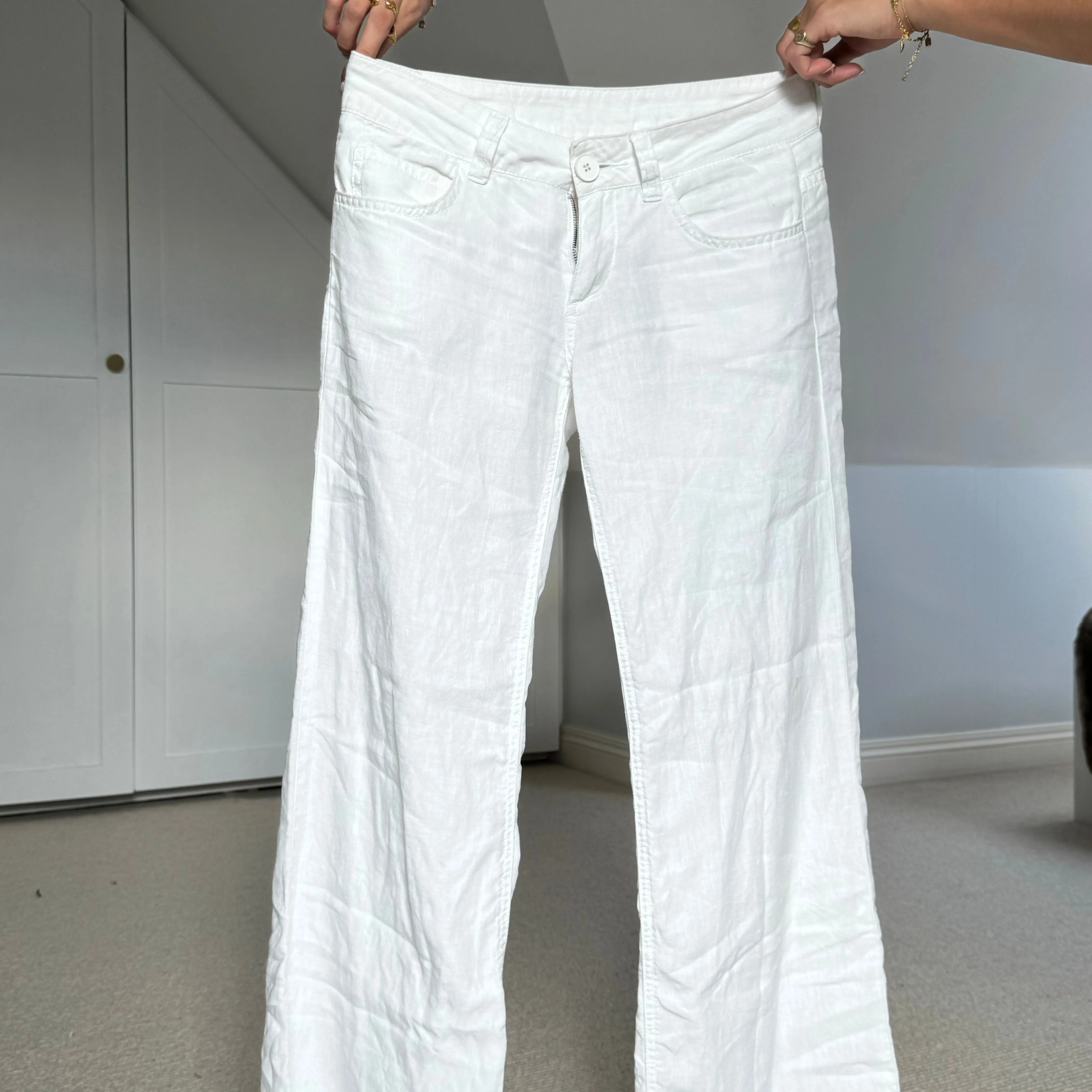 White linen trousers