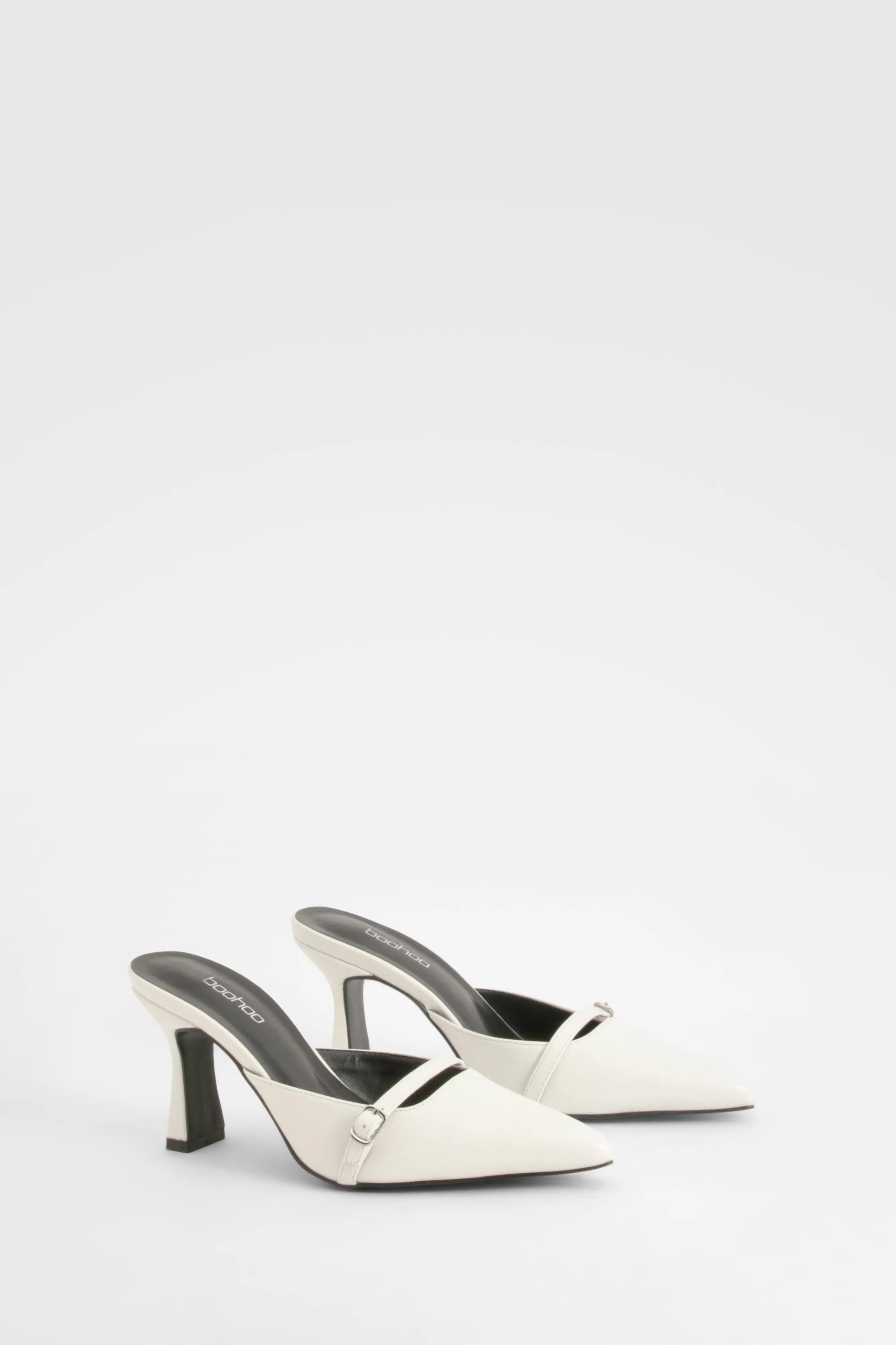 Wide Fit Buckle Detail Backless Court Shoes