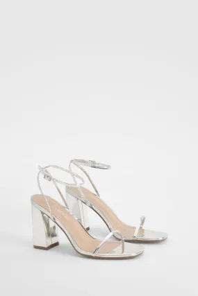 Wide Fit Metallic 2 Part Block Heels