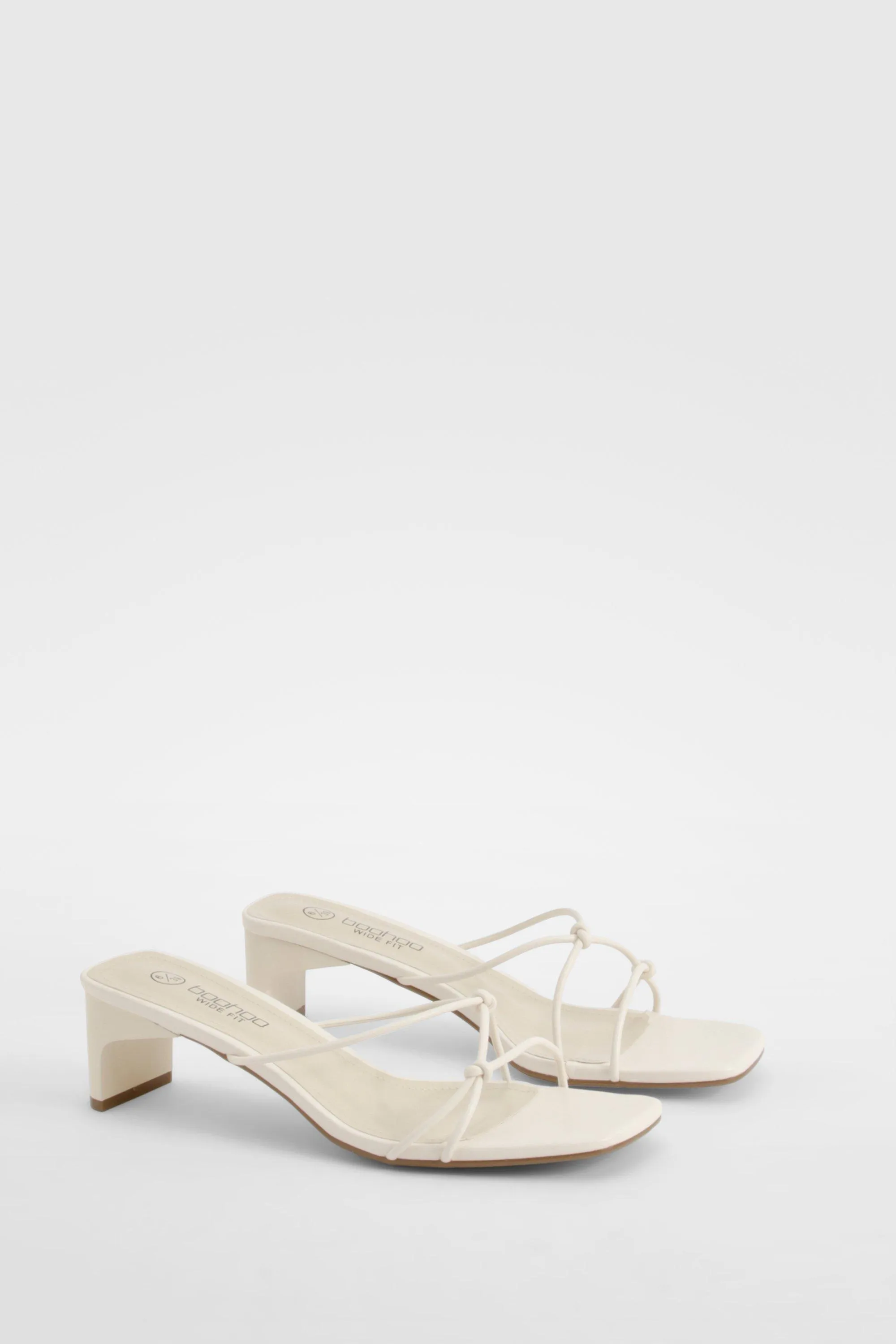 Wide Width Knot Detail Low Heeled Mules