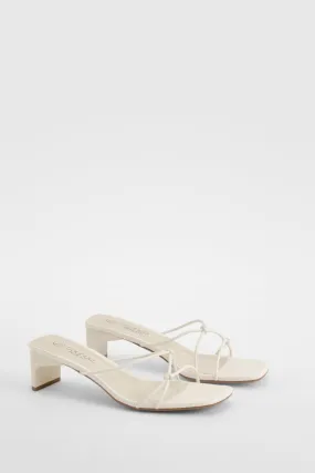 Wide Width Knot Detail Low Heeled Mules