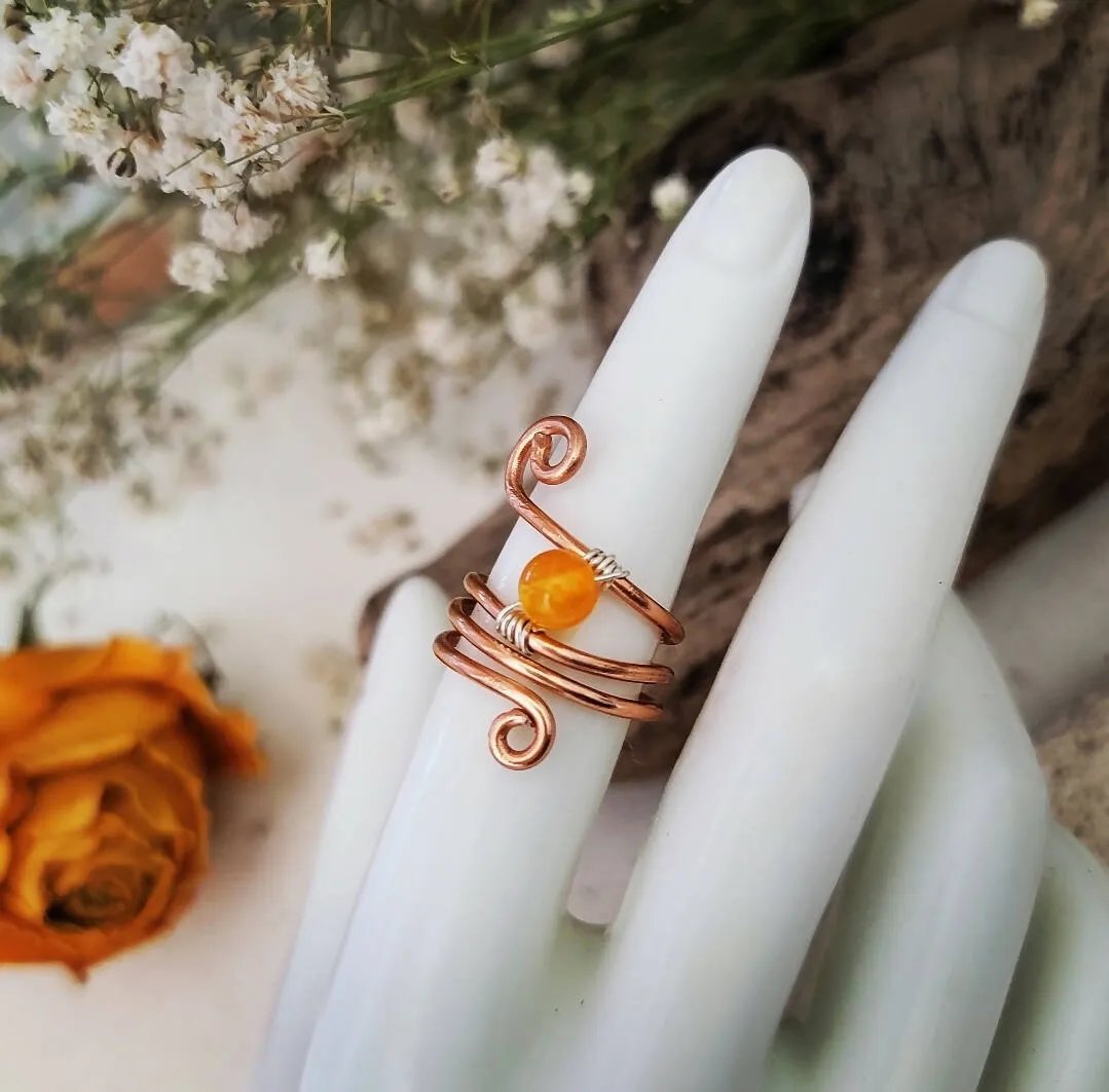 Wire Wrapped Citrine Ring by Island Girl Art