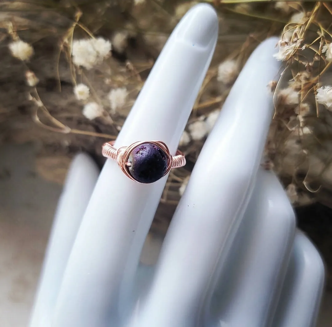 Wire Wrapped Ring - Purple Geode - Island Girl Art