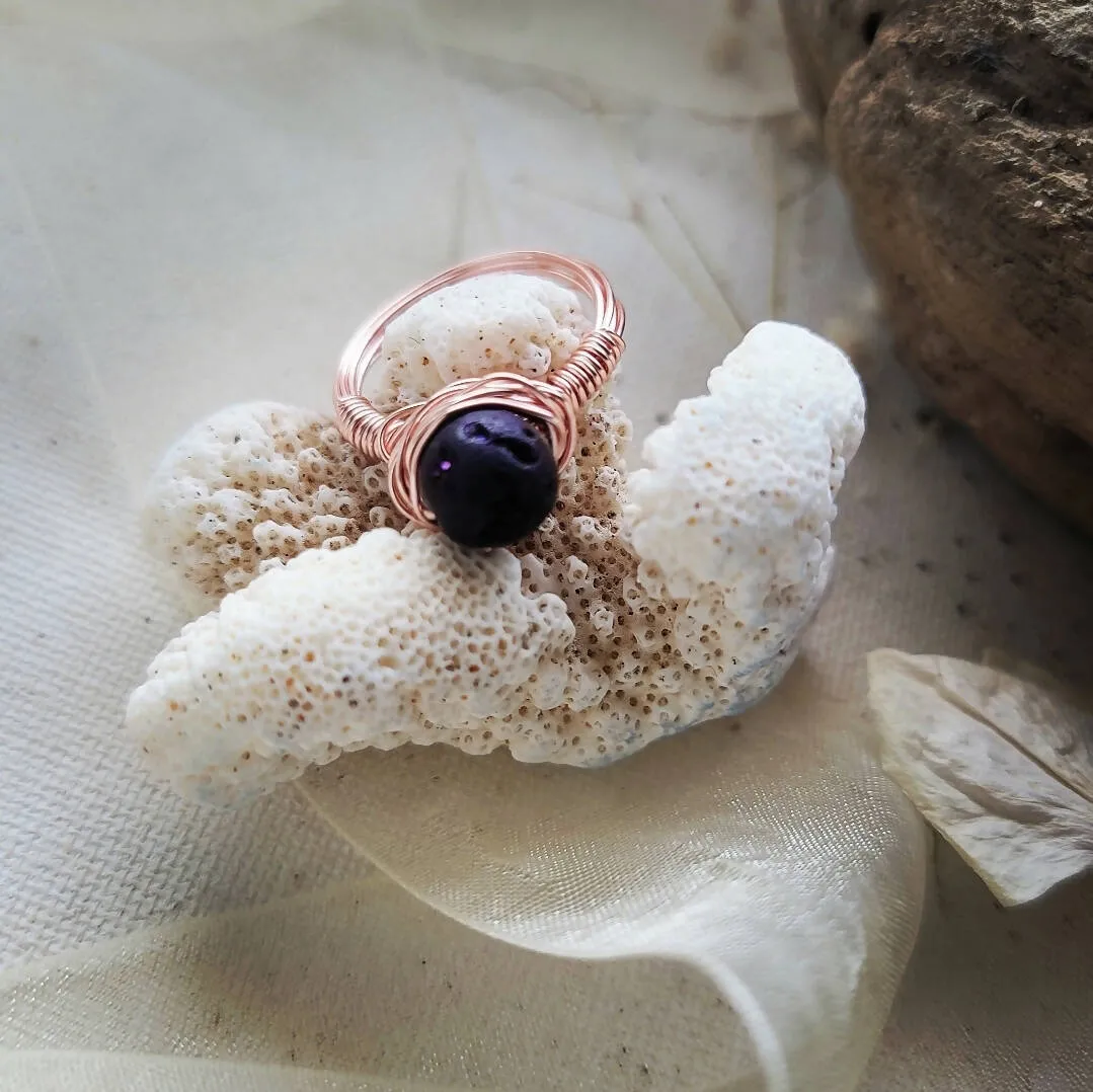 Wire Wrapped Ring - Purple Geode - Island Girl Art