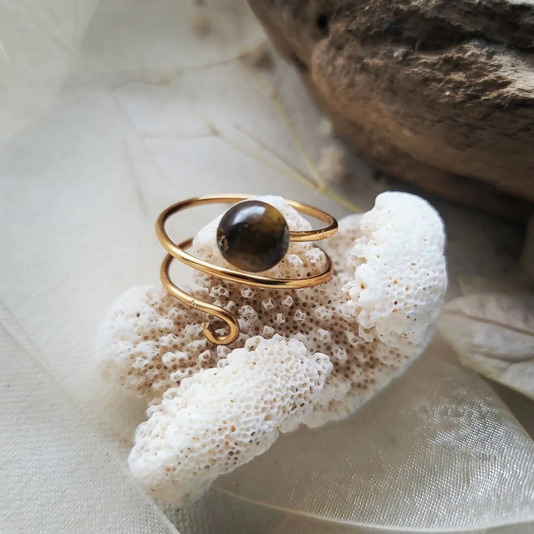 Wire Wrapped Tiger's Eye Ring - Island Girl Art Wrap