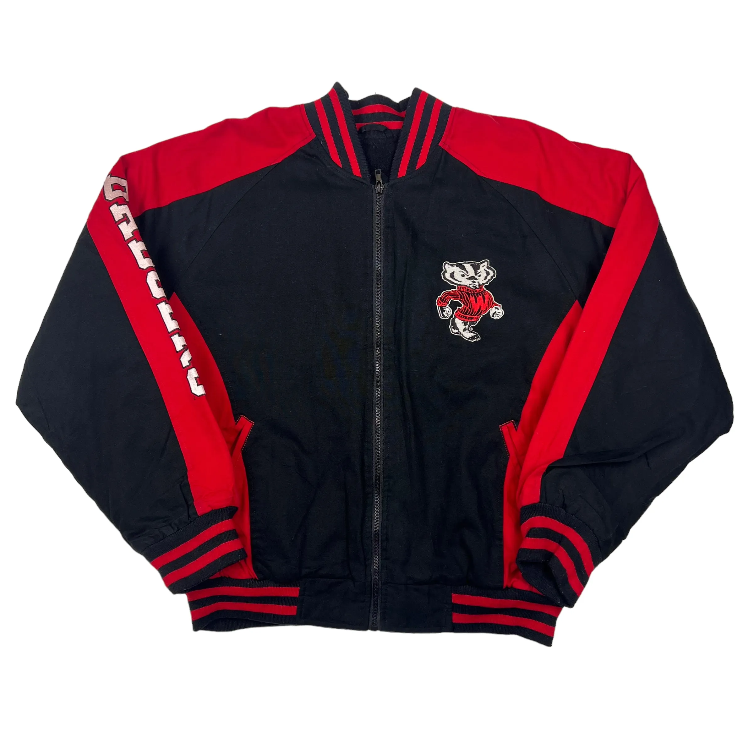 Wisconsin Badgers Black Red Varsity Jacket