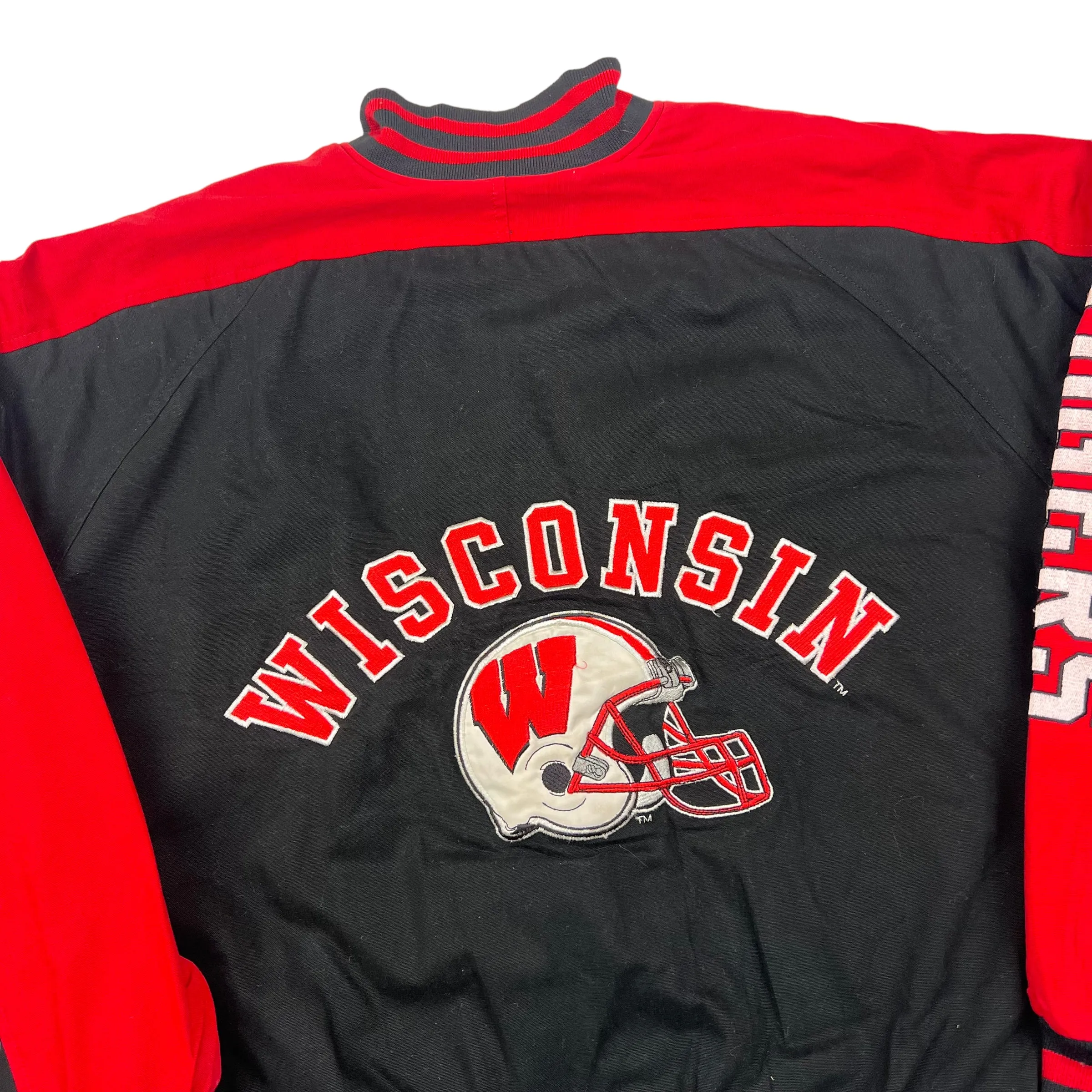 Wisconsin Badgers Black Red Varsity Jacket