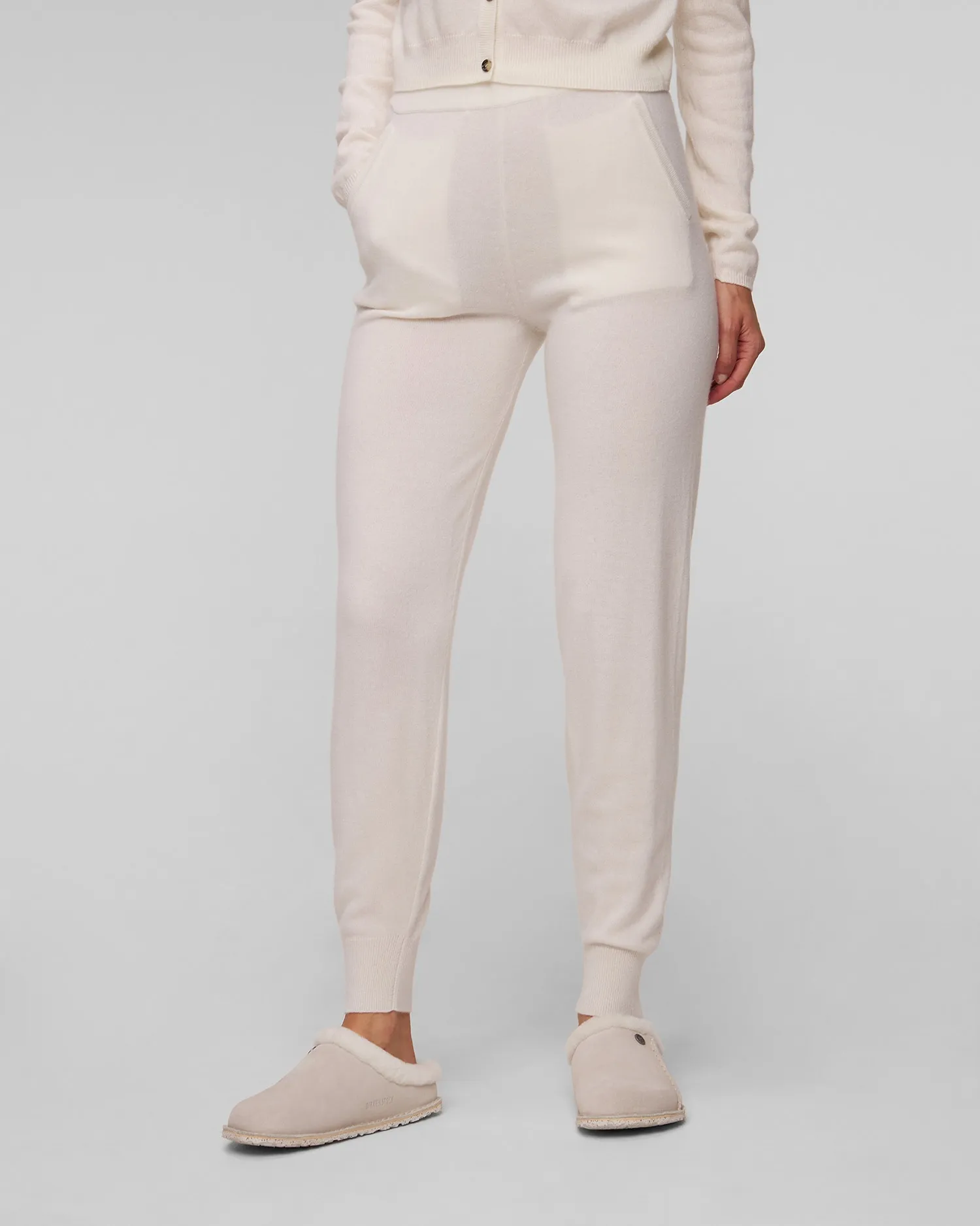 Women's white cashmere trousers Allude 11117-40