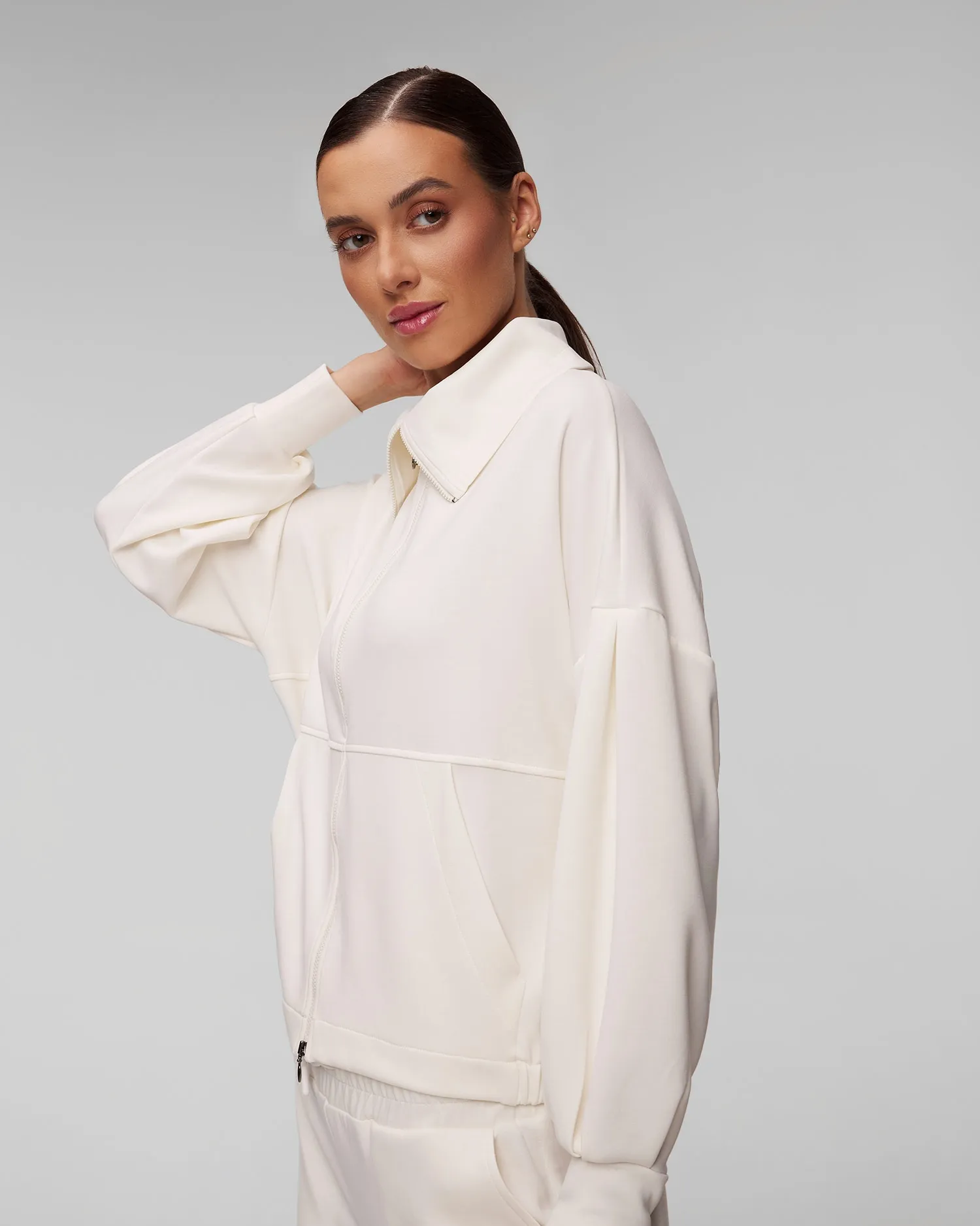 Women's white zip-up sweatshirt Deha D12013-18001