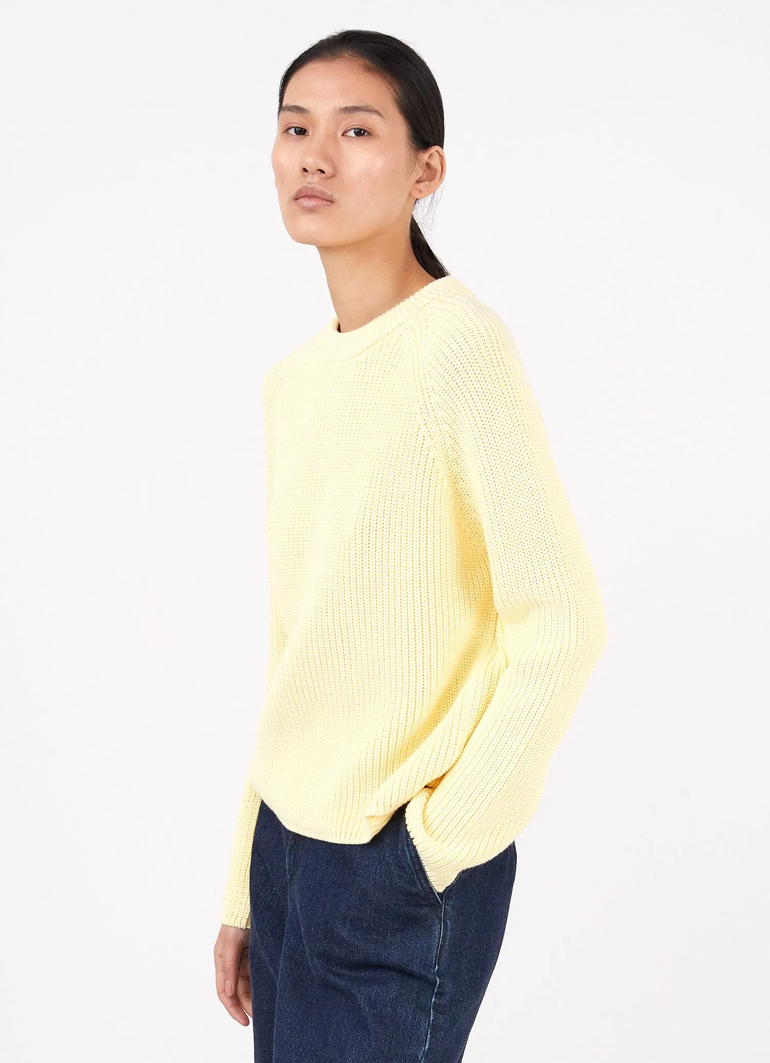 Women's Boxy Crew Neck Jumper in Lemon