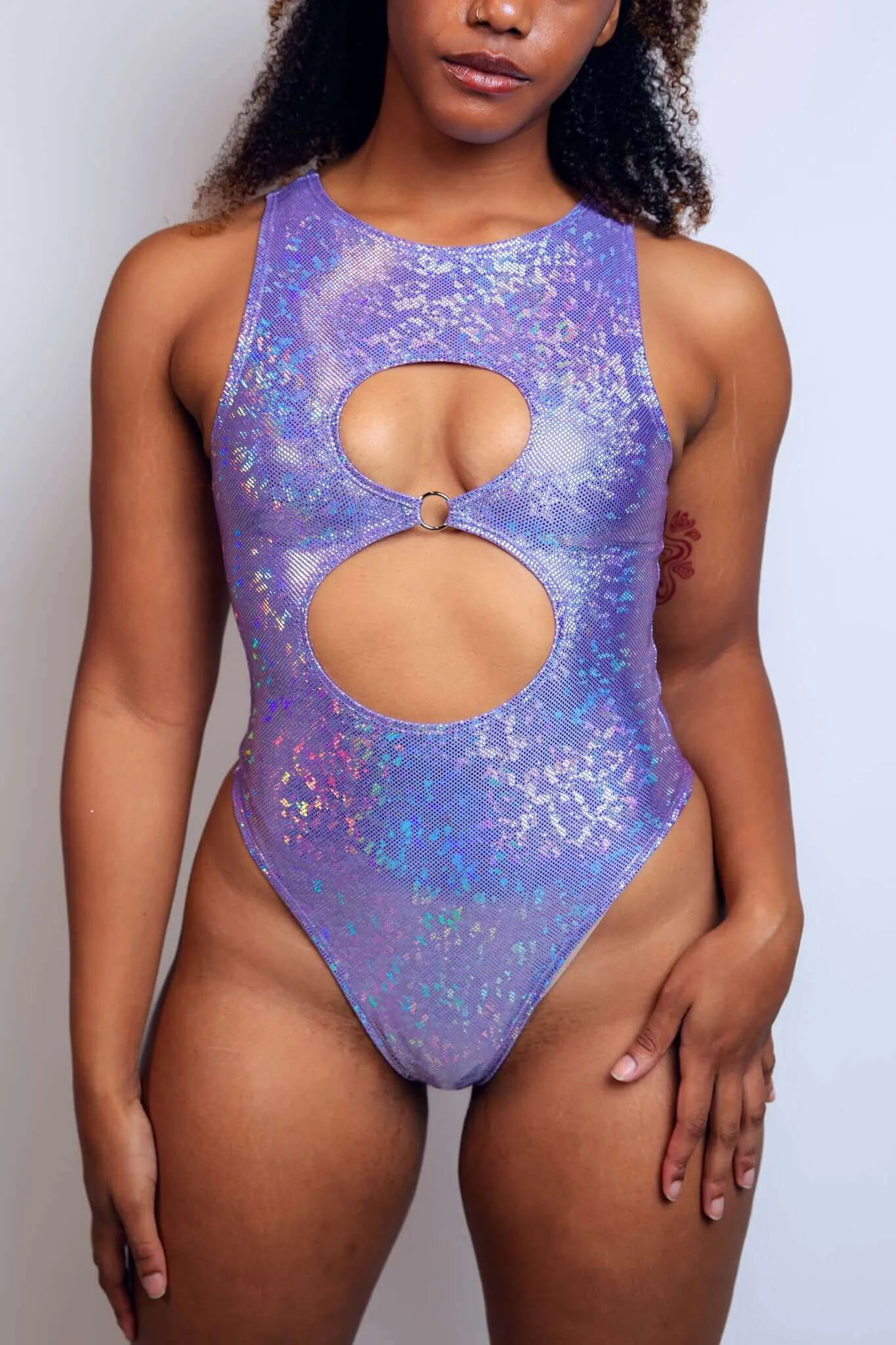 Women's Lavender Holo Keyhole Bodysuit