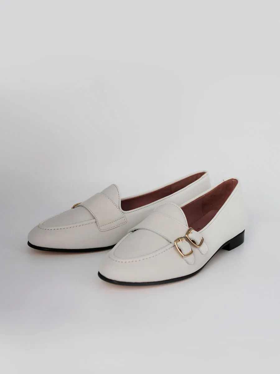 Women's Porcelain Color Gala Two-Buckle Loafers