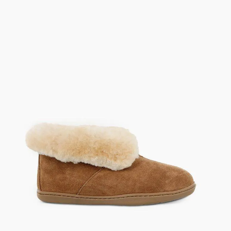  Women's Sheepskin Ankle Moccasin Boot in Tan  