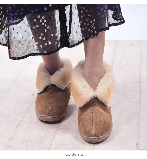  Women's Sheepskin Ankle Moccasin Boot in Tan  