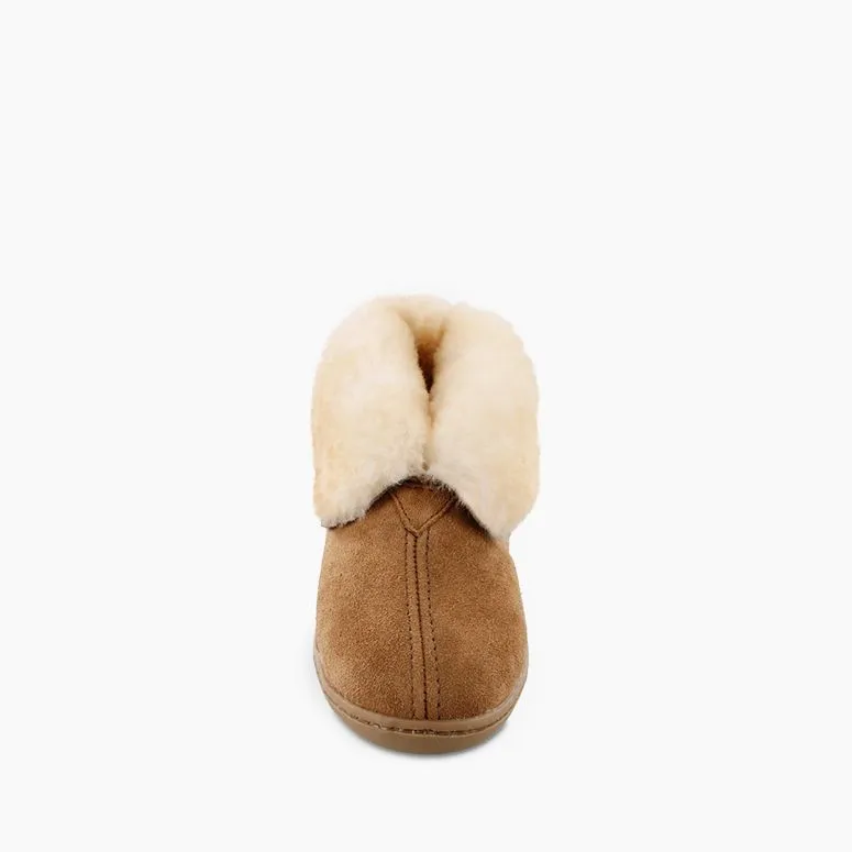  Women's Sheepskin Ankle Moccasin Boot in Tan  