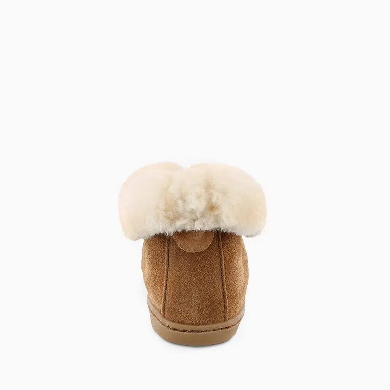  Women's Sheepskin Ankle Moccasin Boot in Tan  