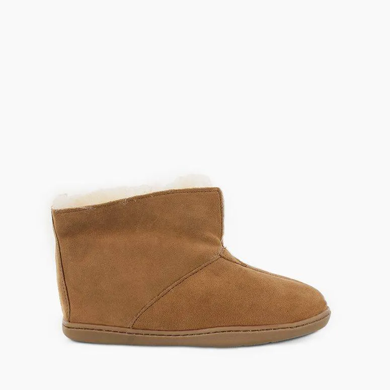  Women's Sheepskin Ankle Moccasin Boot in Tan  