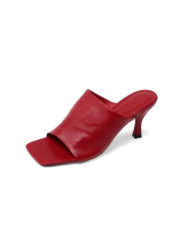 Women's Square Toe Leather Heeled Mules by Tissi