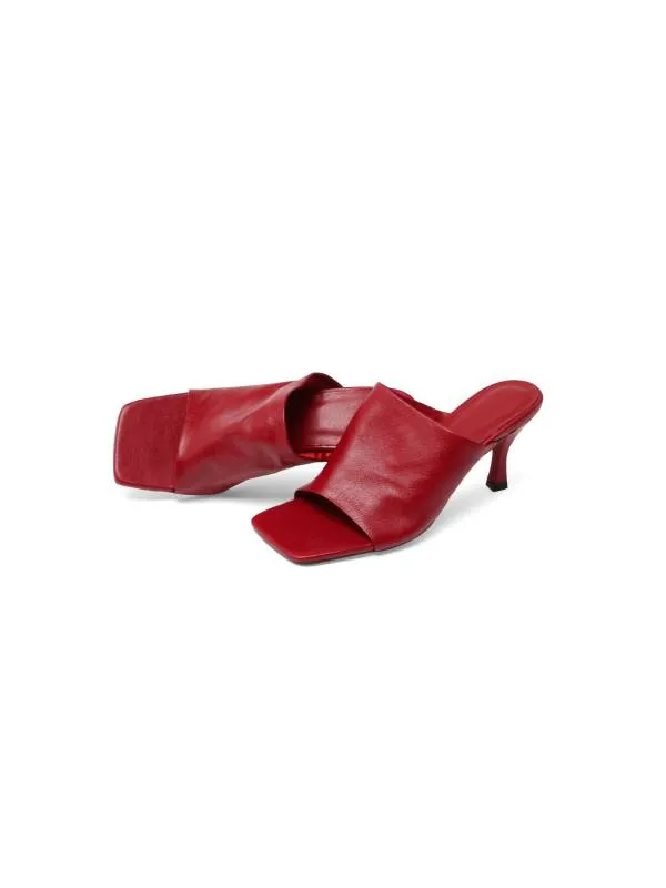 Women's Square Toe Leather Heeled Mules by Tissi