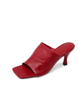 Women's Square Toe Leather Heeled Mules by Tissi