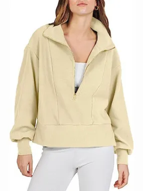 Women's Zip-Up Sweatshirt with Neck Detail