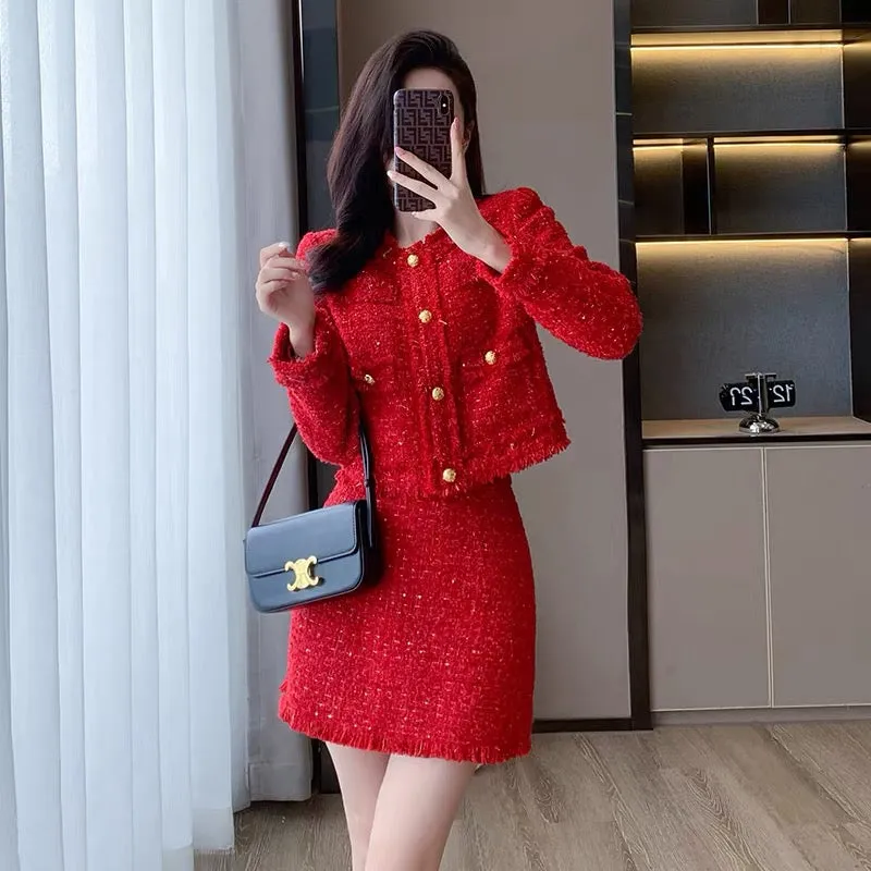 Xiaoxiangfeng sweet and spicy skirt two-piece set 2023 autumn women's new fashion hot girl suit high-end